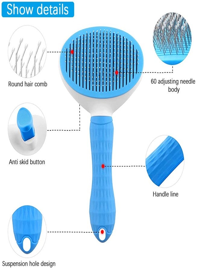 زيبويو فرشاة ZIBUYU® للكلاب، فرشاة تمشيط، فرشاة عناية بالحيوانات الأليفة، للاستخدام اليومي لتنظيف الفراء المتساقط والأوساخ، رائعة للكلاب والقطط ذات الشعر متوسط الطول، فرشاة إزالة الشعر المتساقط للكلاب والقطط (أزرق) - Image 3
